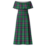 Clan Young Modern Tartan Off Shoulder Long Dress VL1196