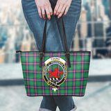 Clan Young Modern Crest Tartan Leather Tote Bag MT1210